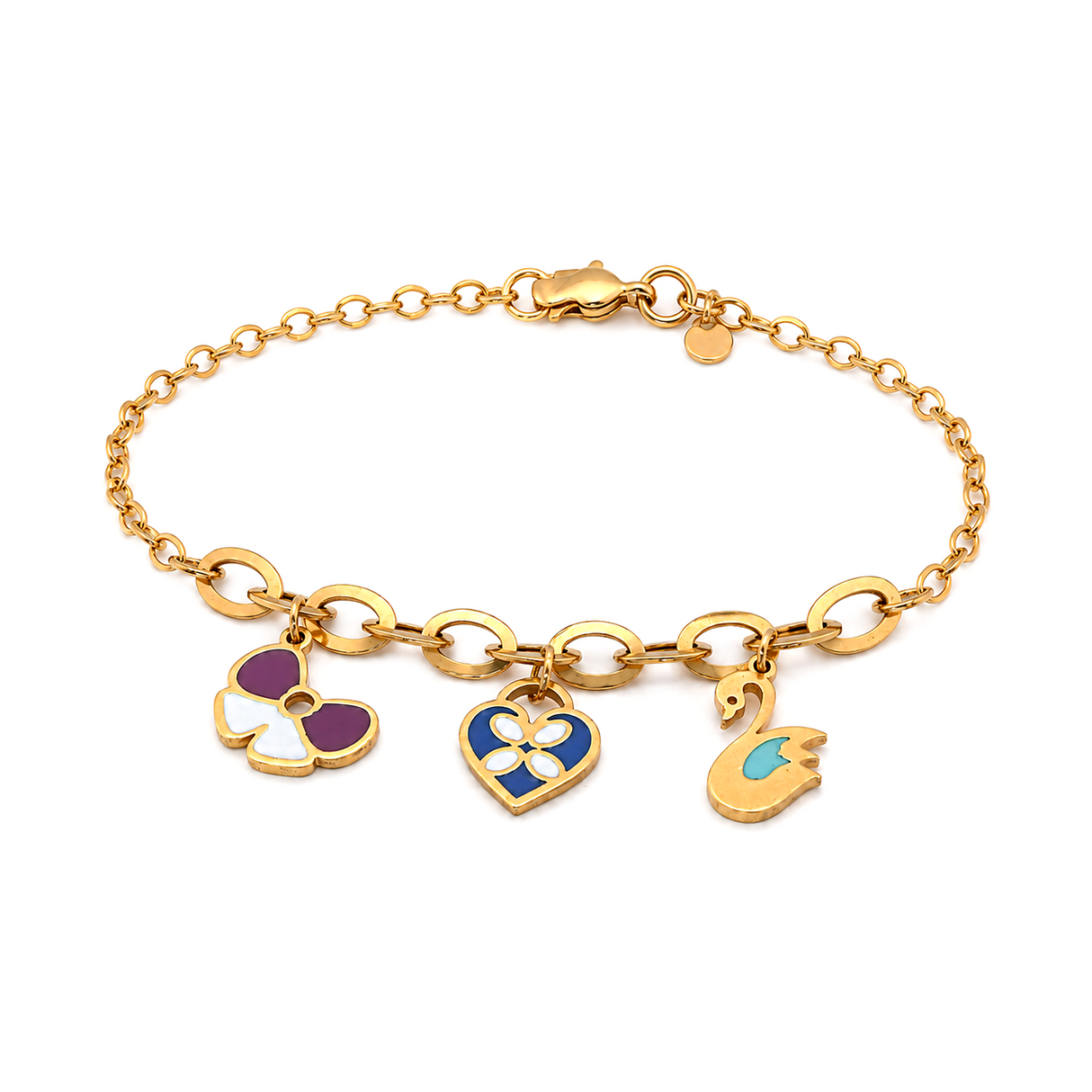 18K Chain Bracelet with Delicate Design In Colorful