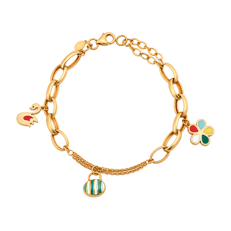 18K Chain Bracelet with Soft Color Touches Design