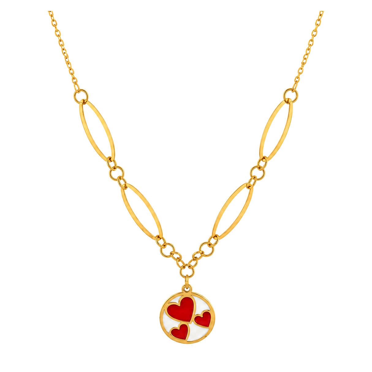 18K Gold Necklace Hearts Design