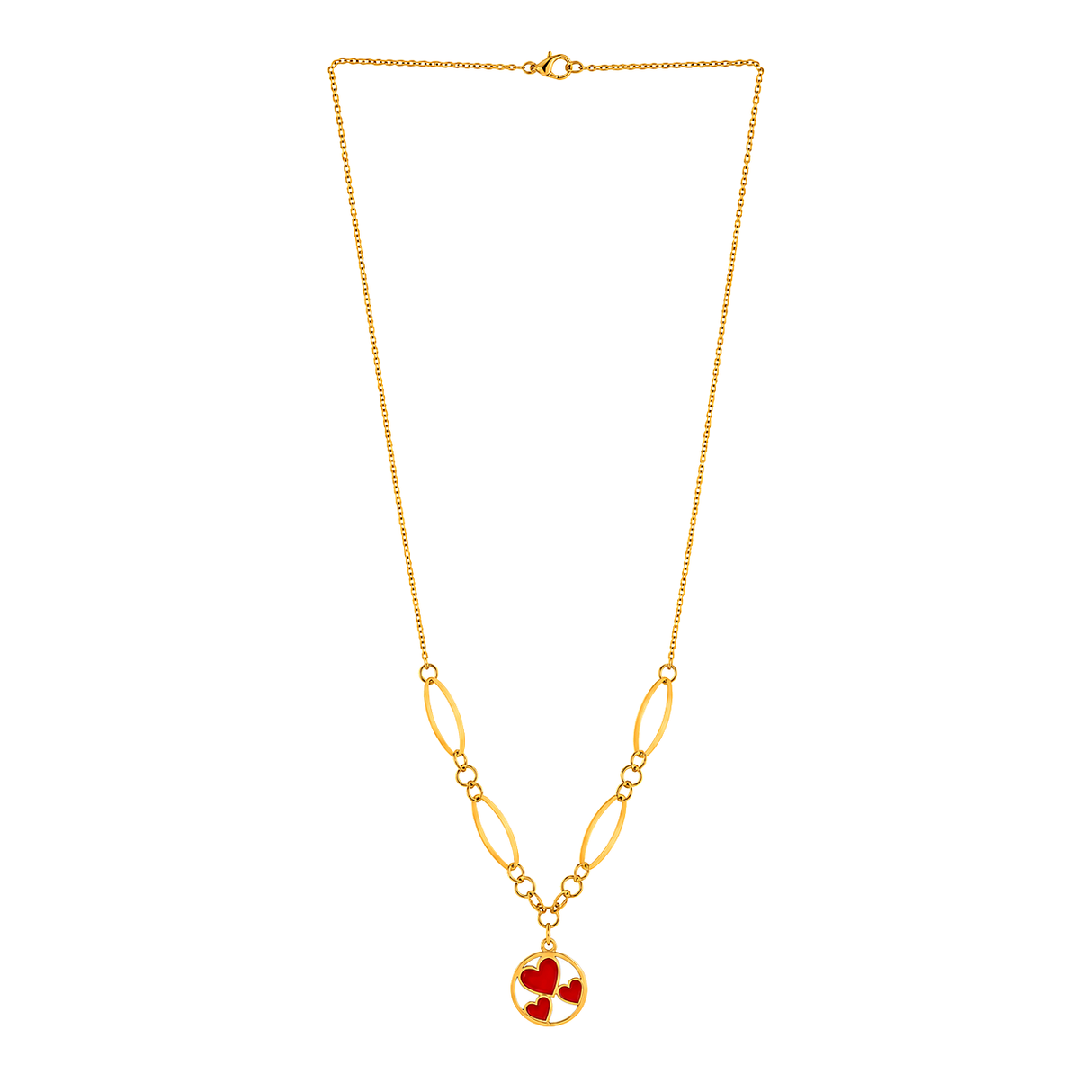 18K Gold Necklace Hearts Design
