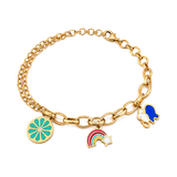 18K Gold Kids Chain Bracelet with Nature Design In Red
