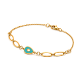 18K Chain Bracelet with Stone Teardrop Design In Green
