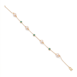 18K Chain Bracelet    with colourful Pearl Design