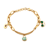 18K Chain Bracelet with Mixed Design In Colorful