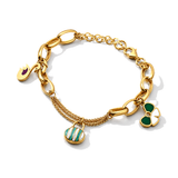 18K Chain Bracelet with Mixed Design In Colorful