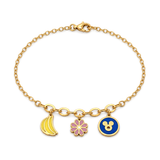 18K Chain Bracelet with Fine Painted Shapes Design