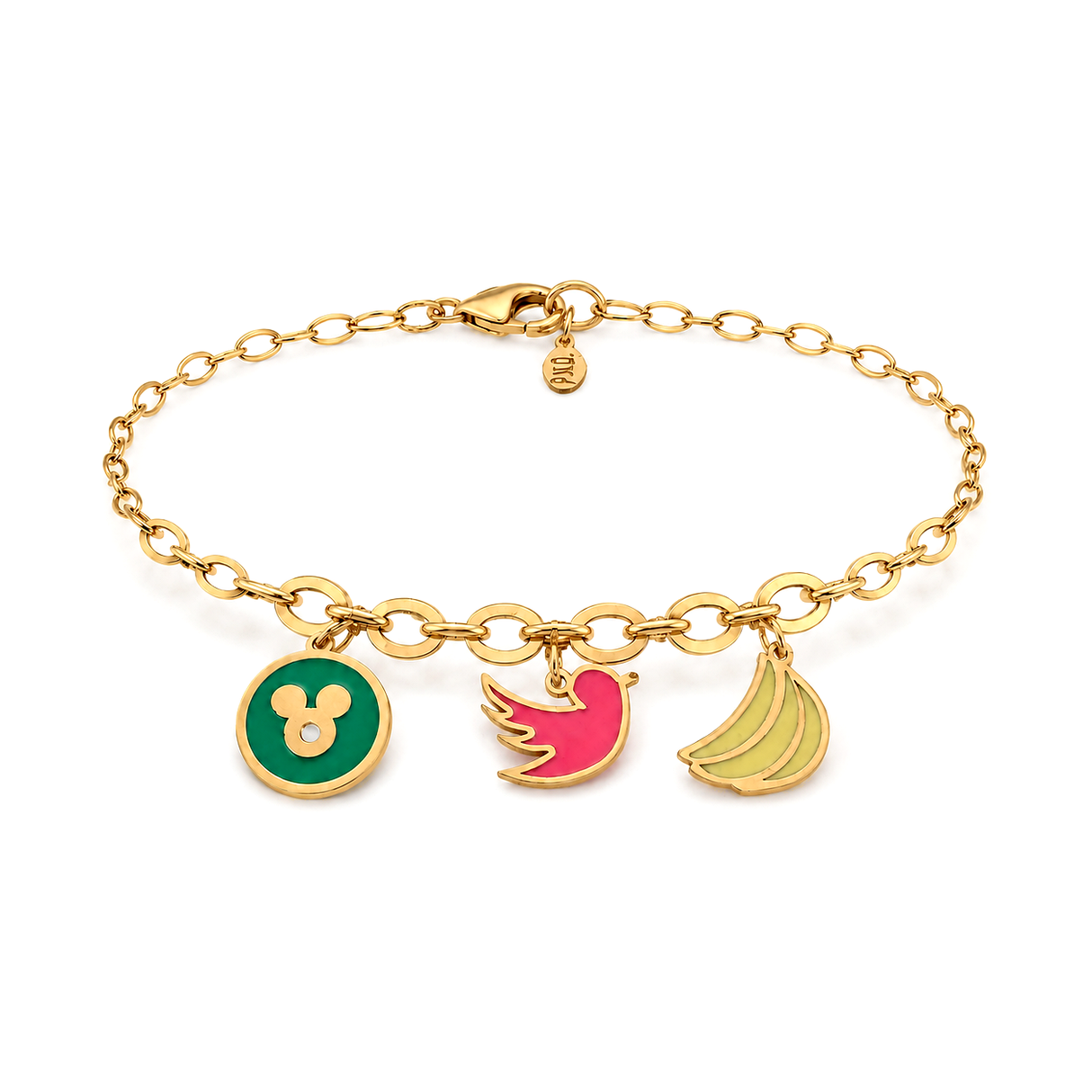 18K Chain Bracelet with Painted Design