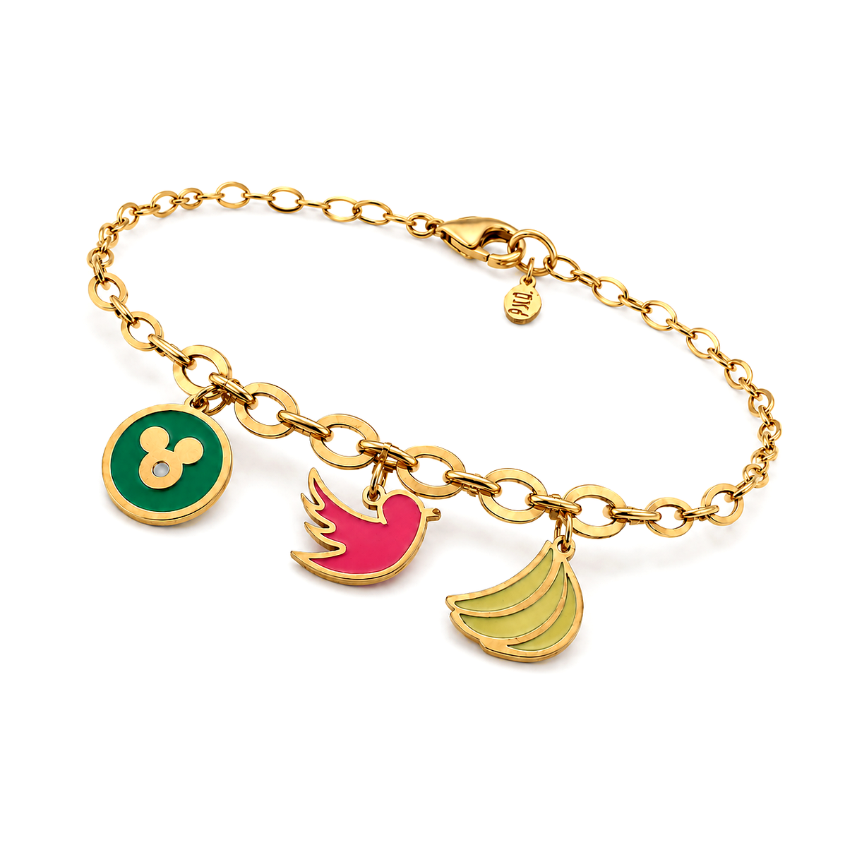 18K Chain Bracelet with Painted Design