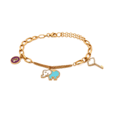 18K Gold Kids Chain Bracelet with Happy Elephant Design