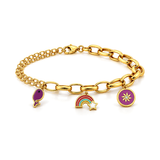18K Gold Kids Chain Bracelet Colorful Charms Design