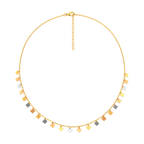 18K Gold Half Set with Small Square Pendants Design