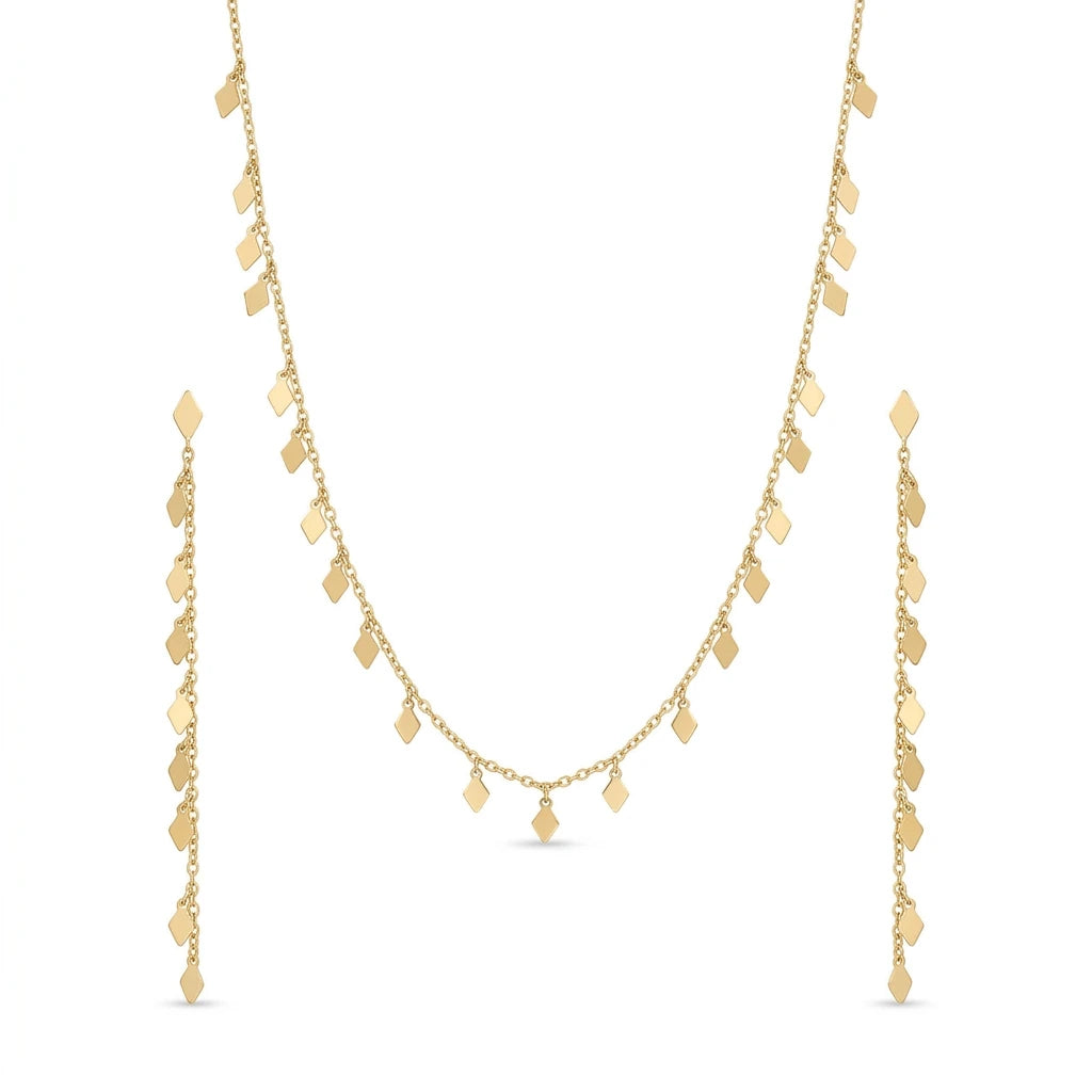 18K Gold Half Set with Geometric Pendant Touch