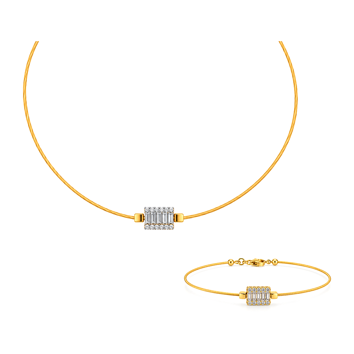 18K Gold Half Set with Simple Horizontal Bar Design