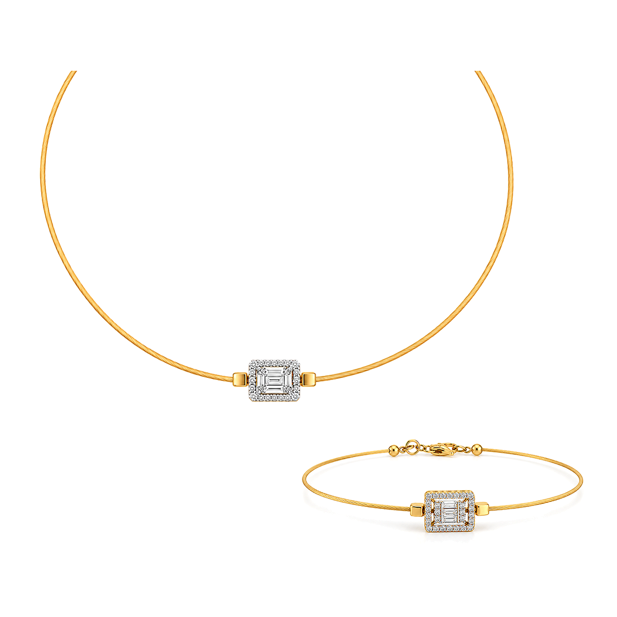 18K Gold Half Set with Studded Clasp Design