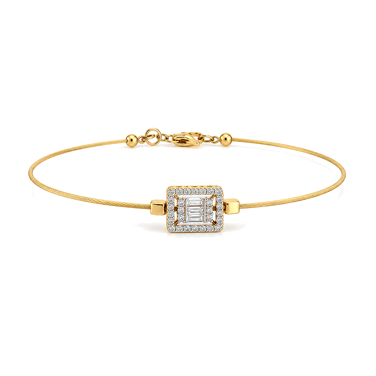 18K Gold Half Set with Studded Clasp Design