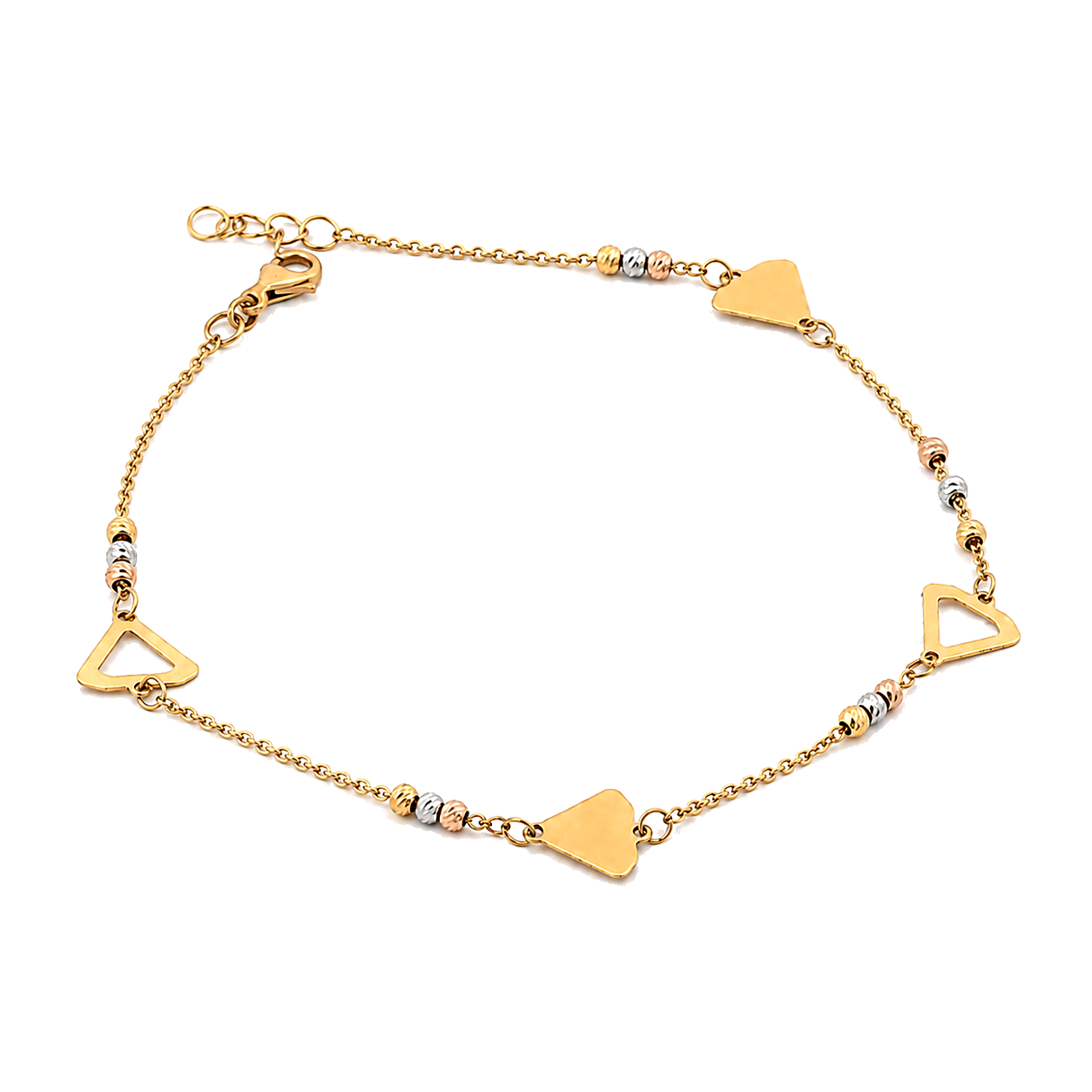 18K Gold Anklet With Triangles Design