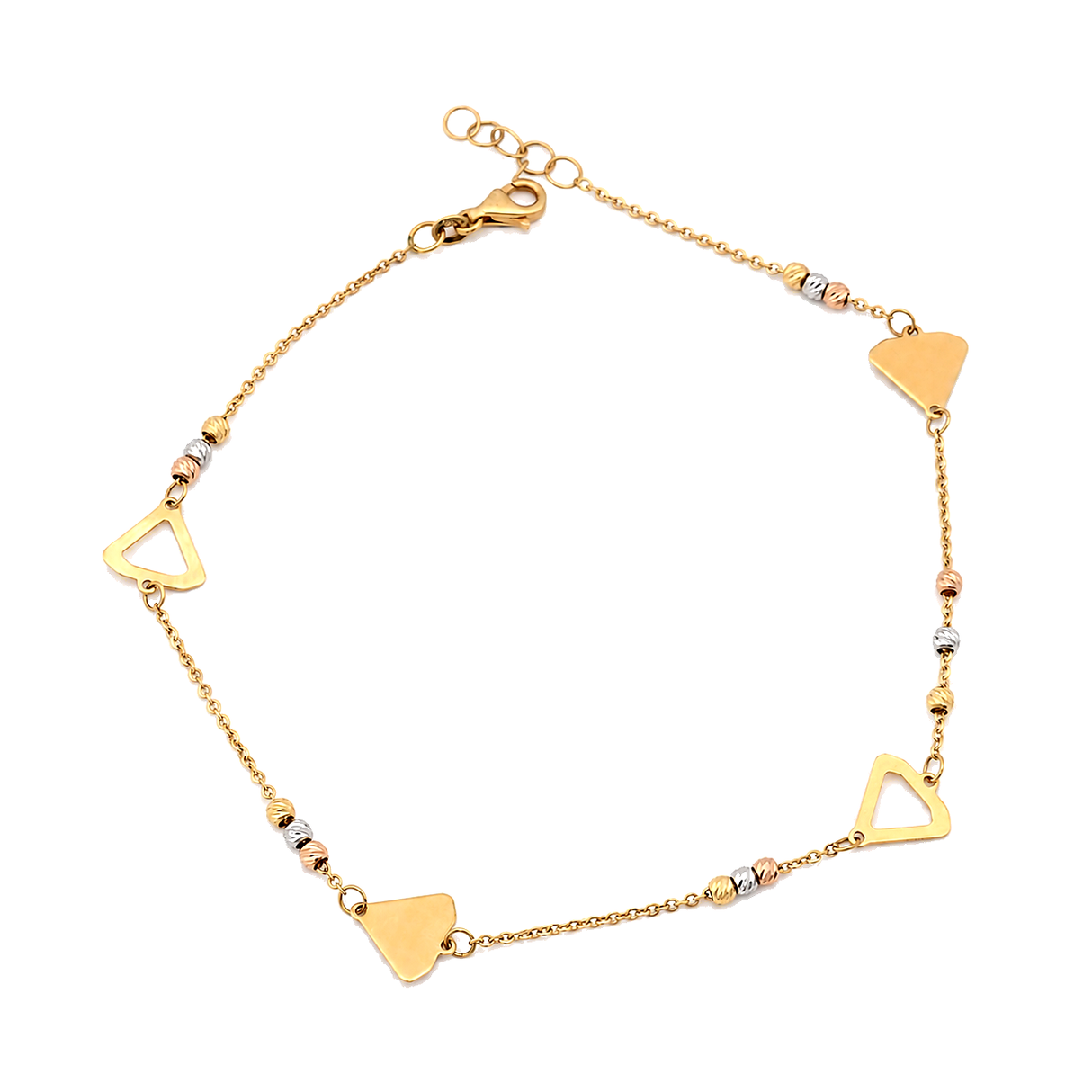 18K Gold Anklet With Triangles Design