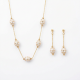 18K Gold Half Set Five Beads