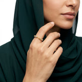 18K Gold Ring with Paved Design