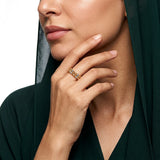 18K Gold Ring with Embellished Hoops Design