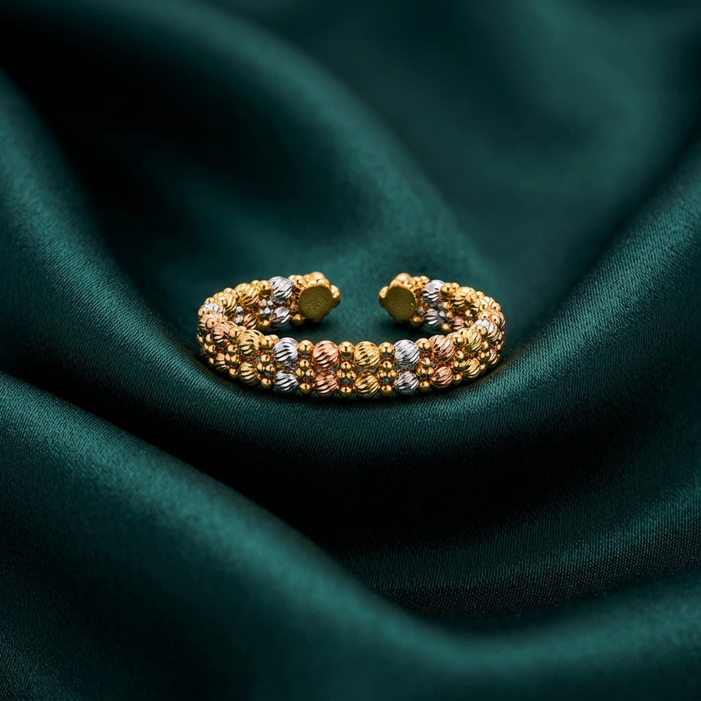 18K Gold Ring with Embellished Hoops Design