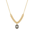 18K Gold Necklace with Geometric Pendant and Paved White Gemstones
