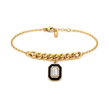 18K Chain Bracelet with Geometric Sparkling Stones Design