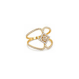 18K Gold Ring with Paved Sparkling Stones Design
