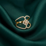 18K Gold Ring with Paved Sparkling Stones Design