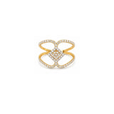 18K Gold Ring with Paved Sparkling Stones Design