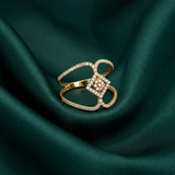 18K Gold Ring with Unique Sparkling Stones Design