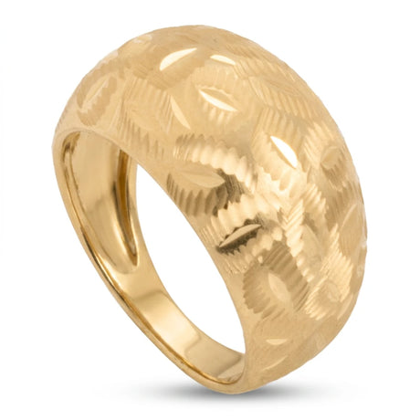 18K Gold Ring with Wide Ornate Design