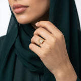 18K Gold Ring with Small Sparkling Stones