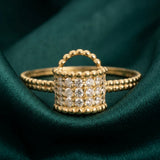 18K Gold Ring with Small Sparkling Stones