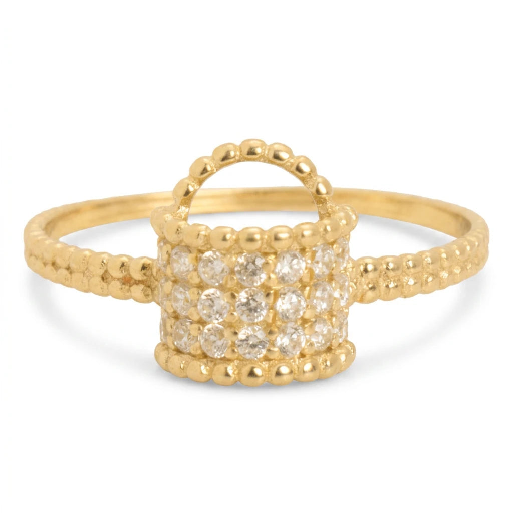 18K Gold Ring with Small Sparkling Stones