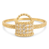 18K Gold Ring with Small Sparkling Stones