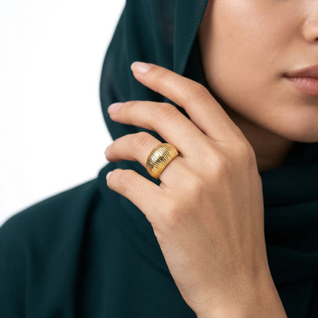 18K Gold Ring with Prominent Design