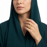 خاتم ذهب عيار 18 بتصميم بارز مضلع