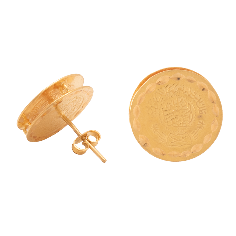 21K Gold Earrings with Ornate Circular Design