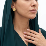 حلق ذهب عيار 21 بتصميم دائري مزخرف