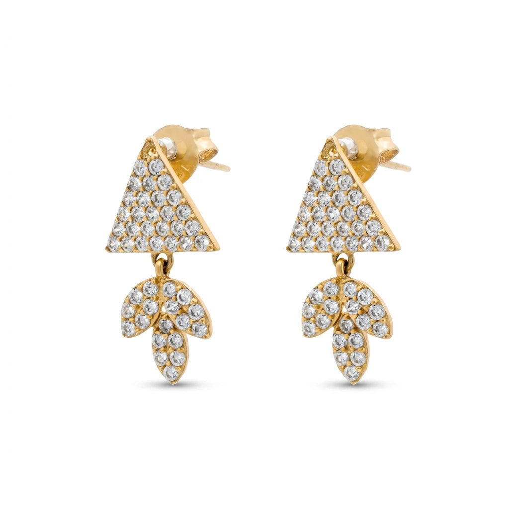 18K Gold Earrings with Triangle Design