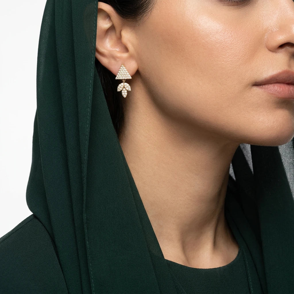 18K Gold Earrings with Triangle Design