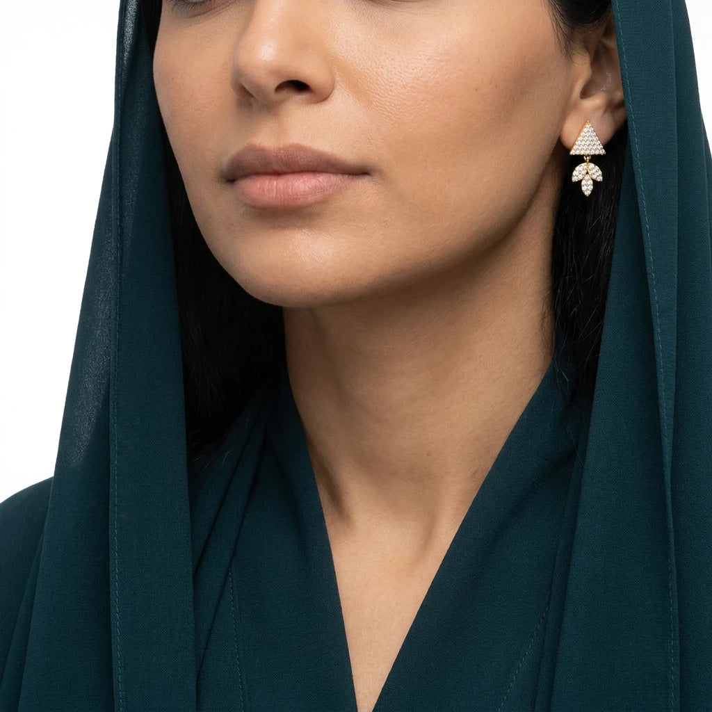 18K Gold Earrings with Triangle Design