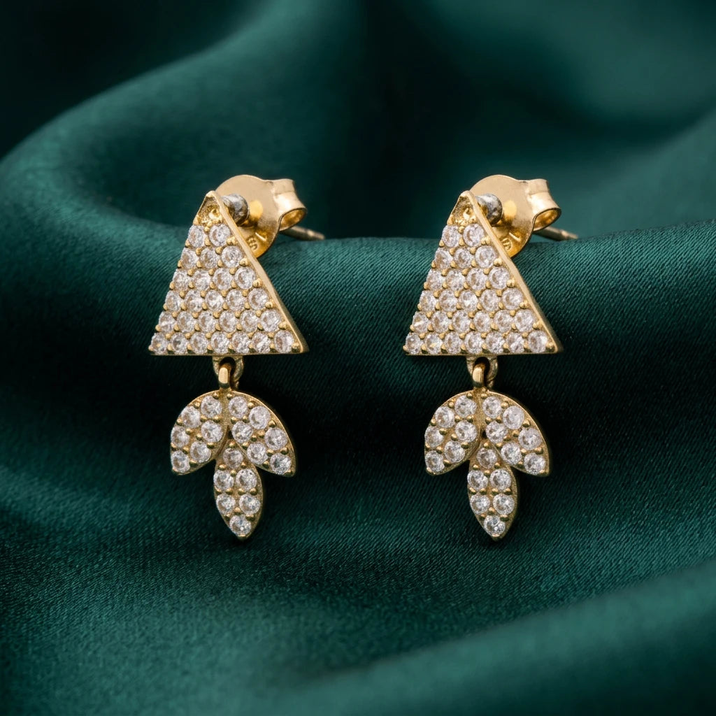 18K Gold Earrings with Triangle Design