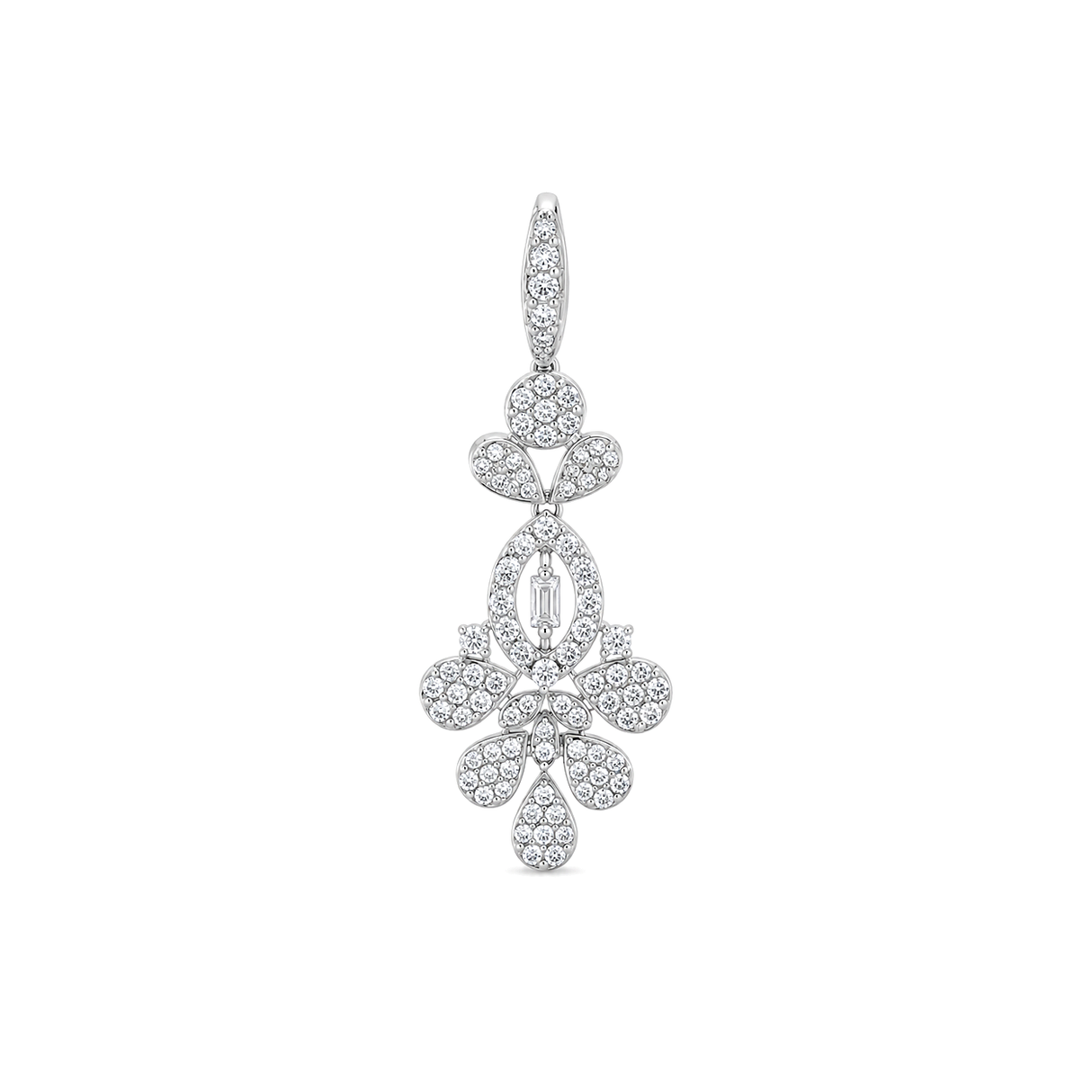 18K White Gold Pendant with Geometric Floral Design