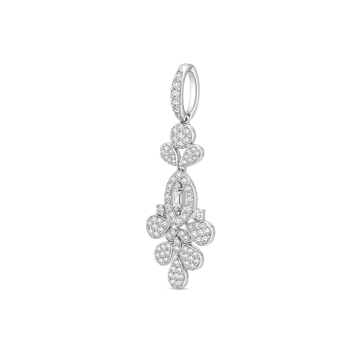 18K White Gold Pendant with Geometric Floral Design