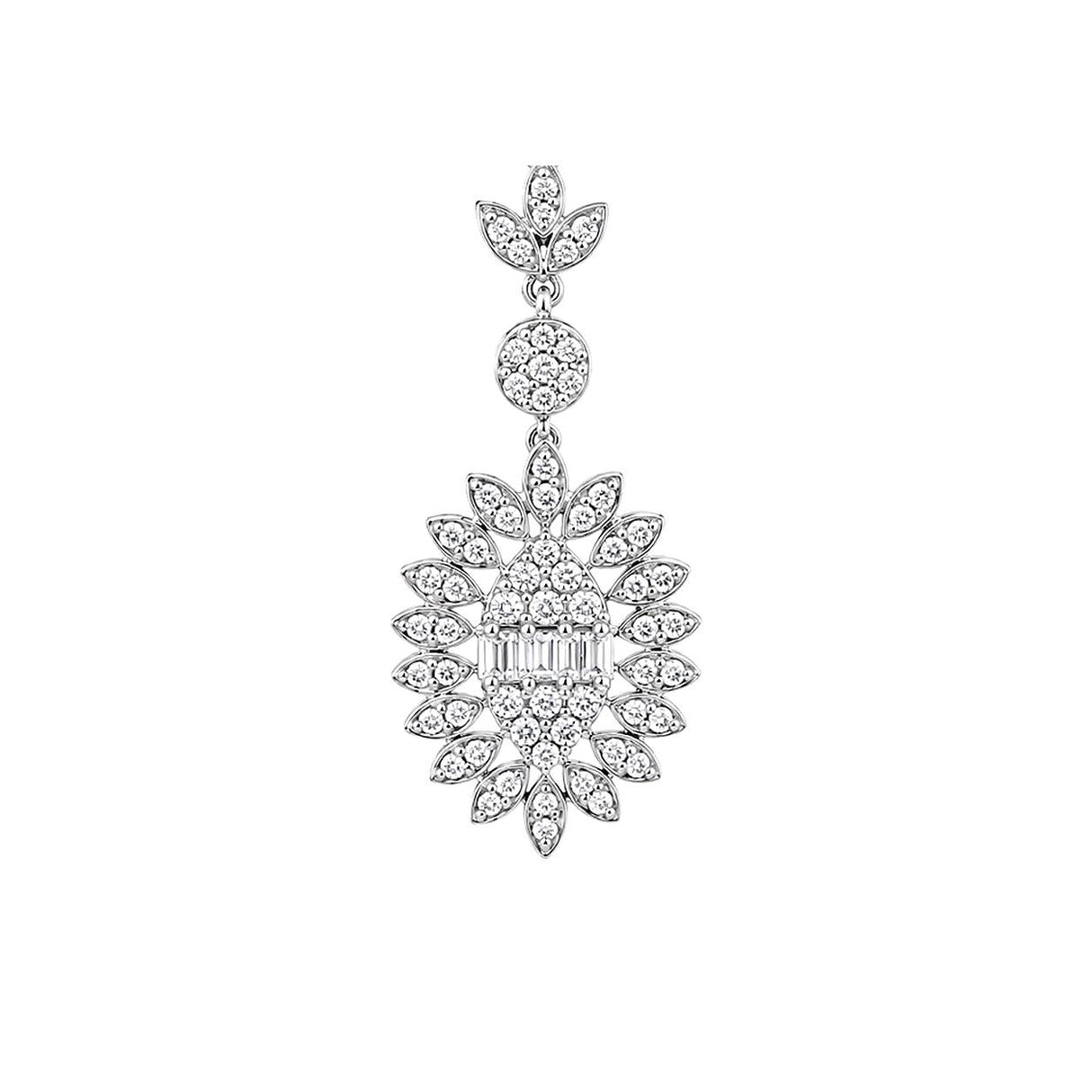 18K White Gold Pendant with Ornate Circular Design