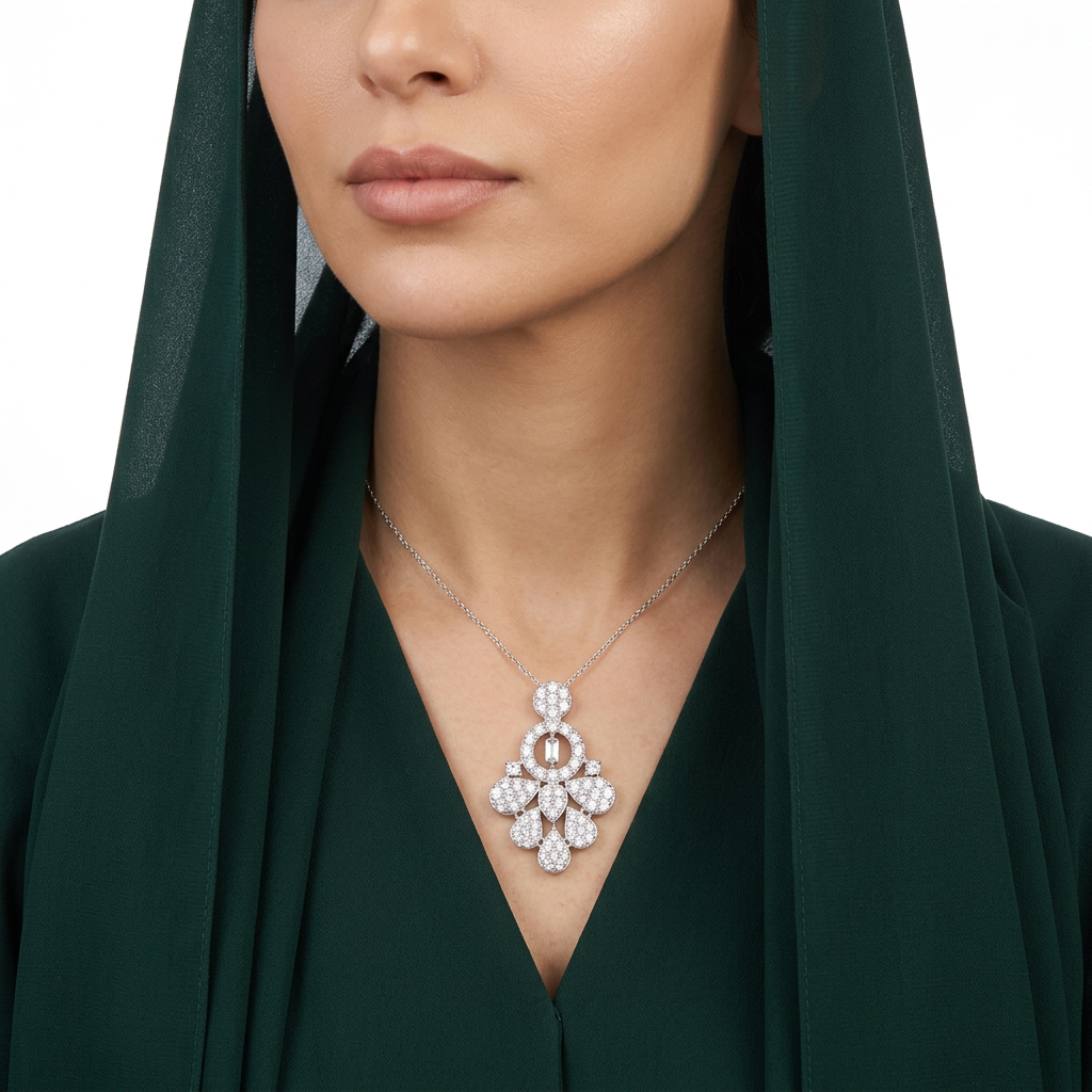 عقد  ذهب عيار 18 بتصميم زهرة