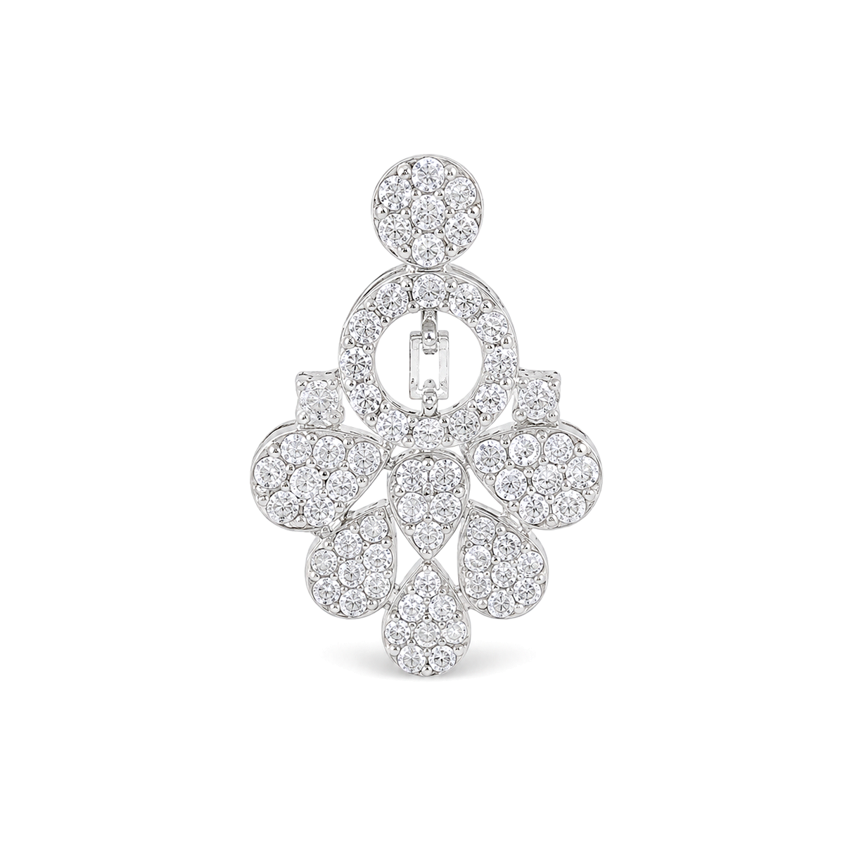 18K White Gold Pendant with Floral Design