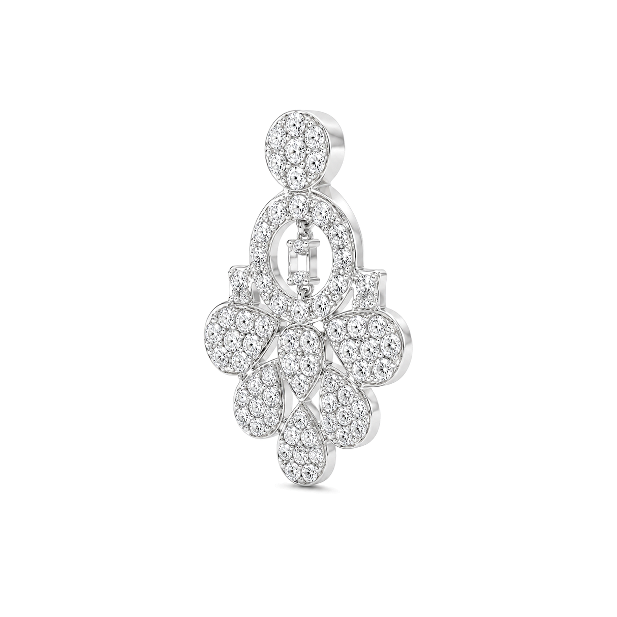 18K White Gold Pendant with Floral Design